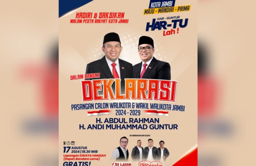 GRATIS! Konser Ari Lasso Malam ini di Jambi, Deklarasi H Abdul Rahman-Andi Muhammad Guntur